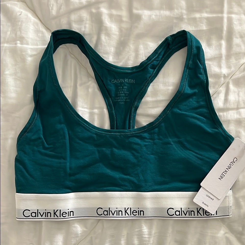 Calvin Klein Blue Sports Bra Racerback Design